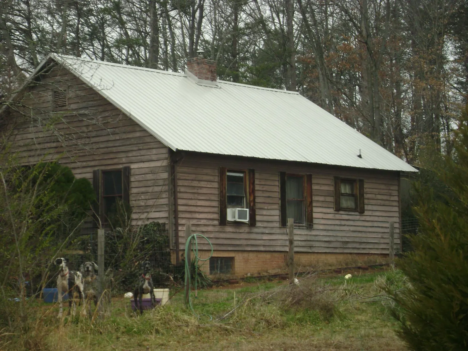 White metal roof on an old wood sided farmhouse, from a Metal Roof Installation job in Dundee